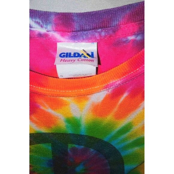 Gildan Heavy Cotton Tie-Dye Peace Sign T-Shirt S - Picture 5 of 9